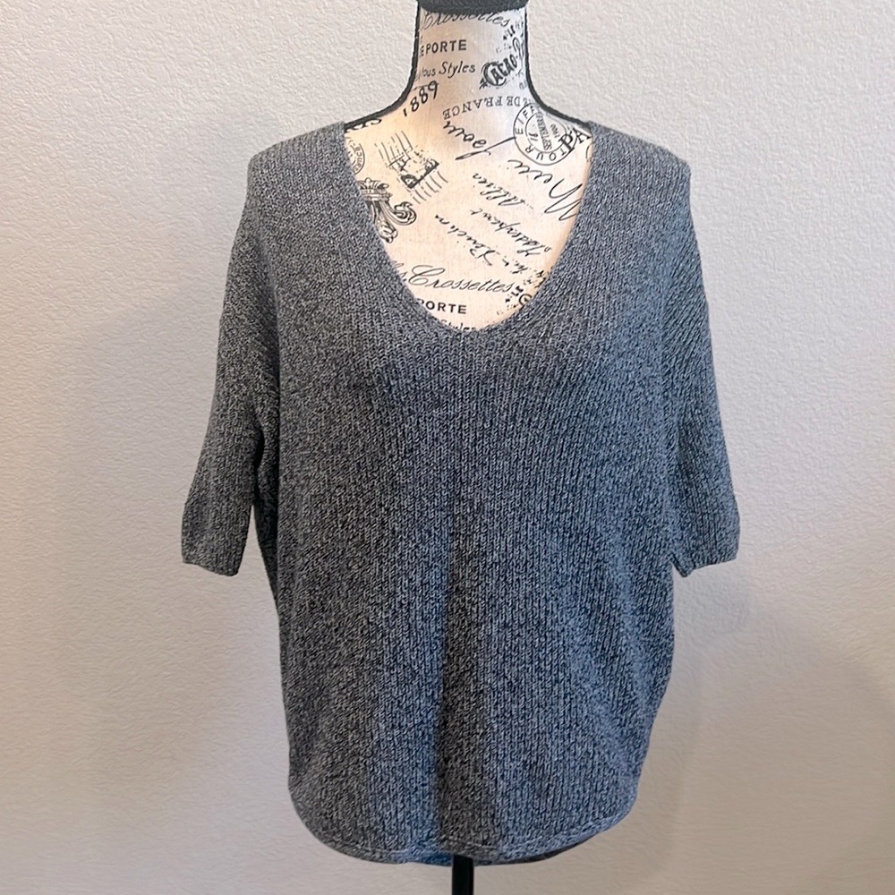 Express V Neck 3/4 Sleeve Hi-Lo Sweater